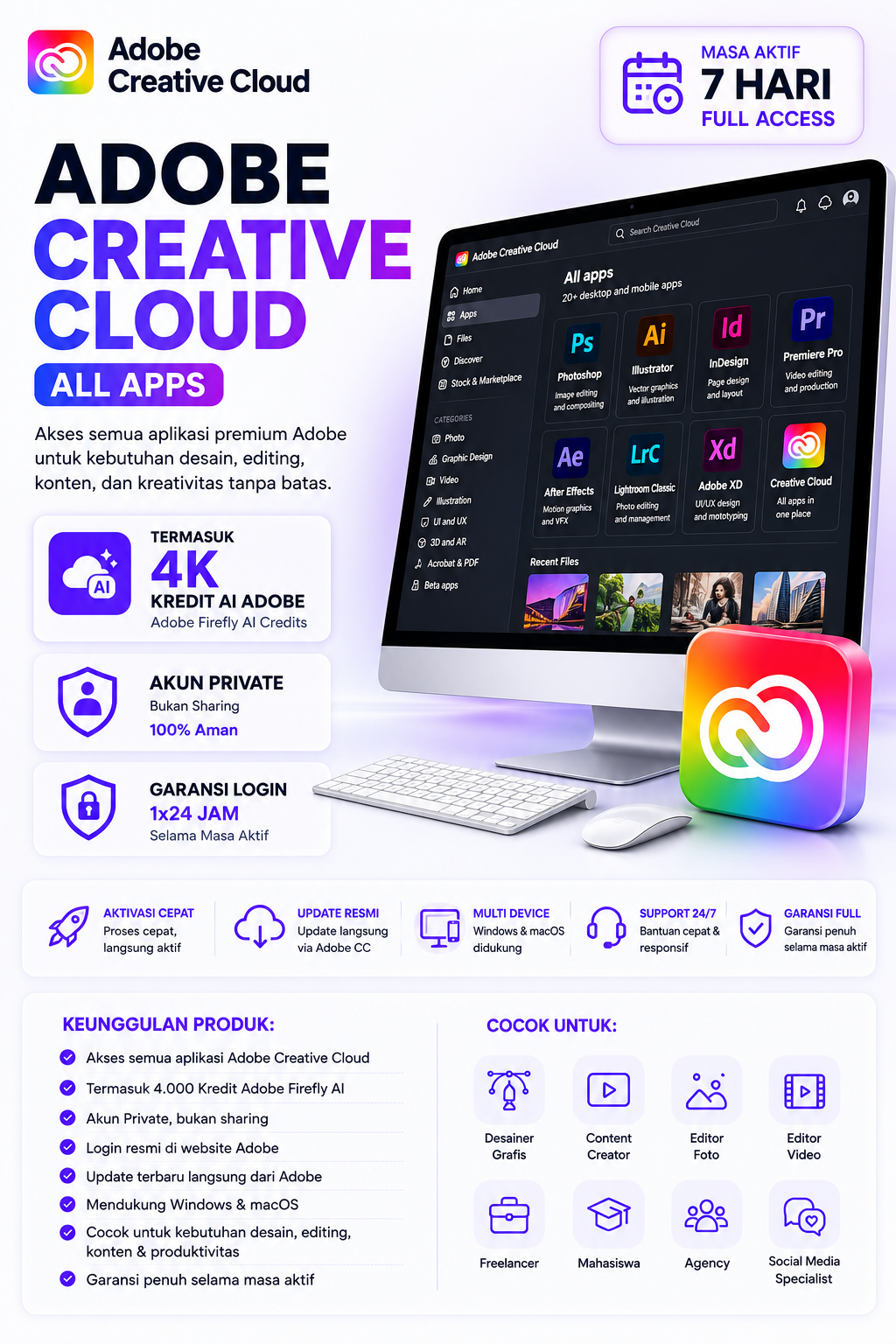 Adobe Creative Cloud All Apps (7 Hari)